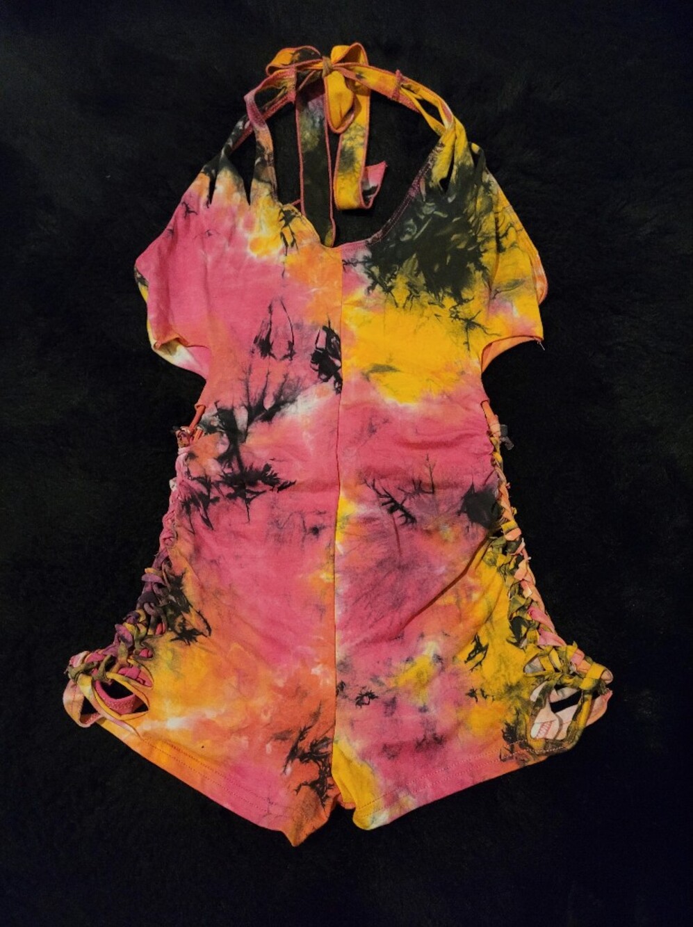 Club Exx Dolls Kill Tie-dye Shredded Tied Romper